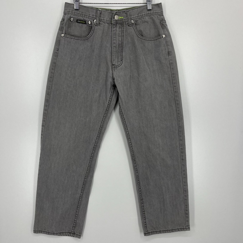 Akademiks Mens Grey Straight Leg Denim Jeans Grey Wash Size 34x32 Streetwear